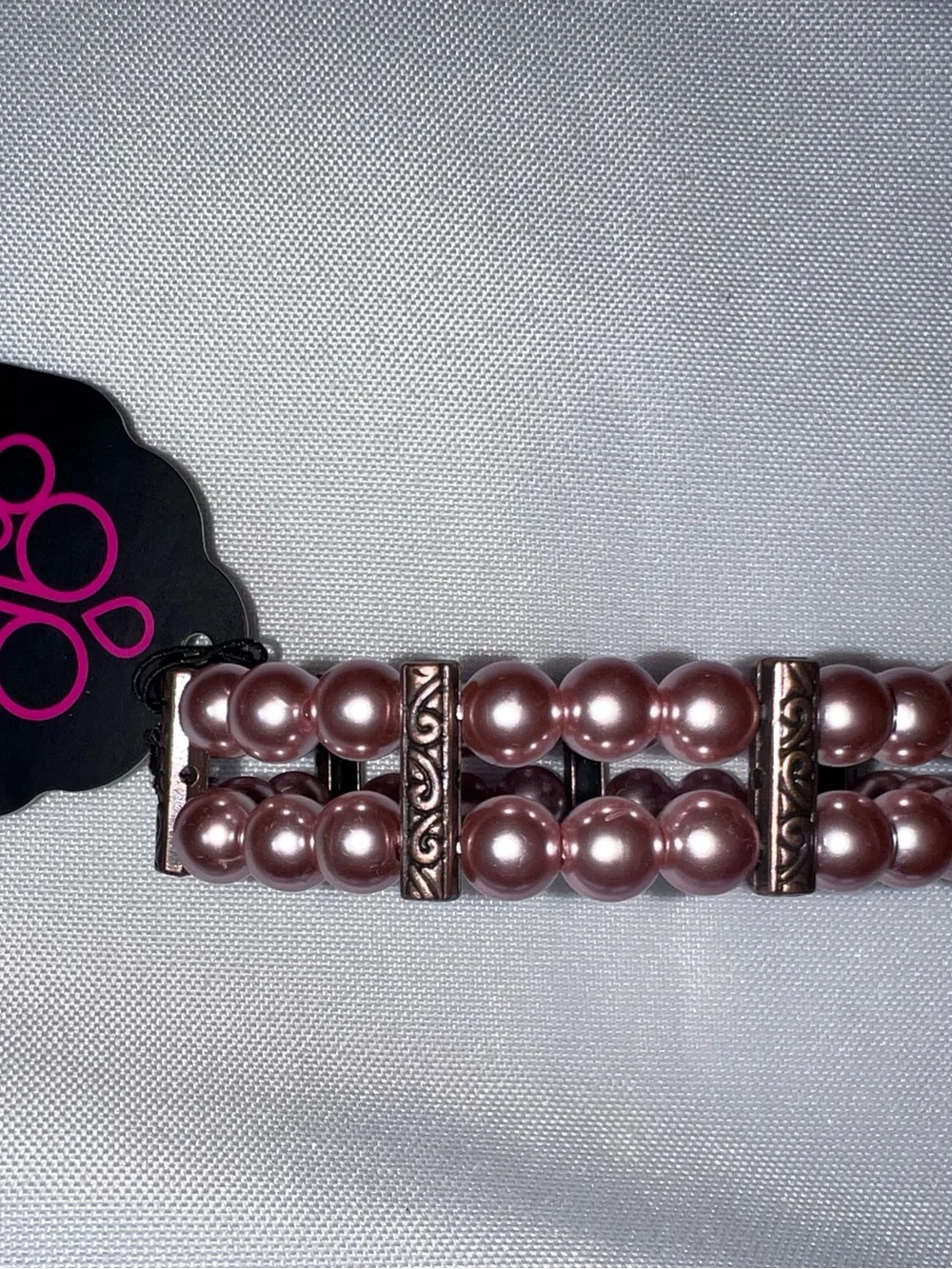 paparazzi Pink Pearl Triple-Row Bracelet with Copper Accents